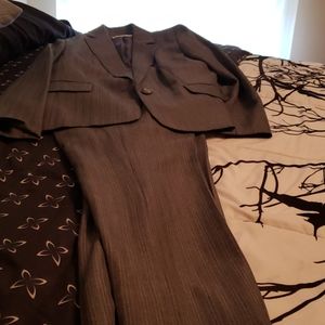 Gray pinstripe pant suit